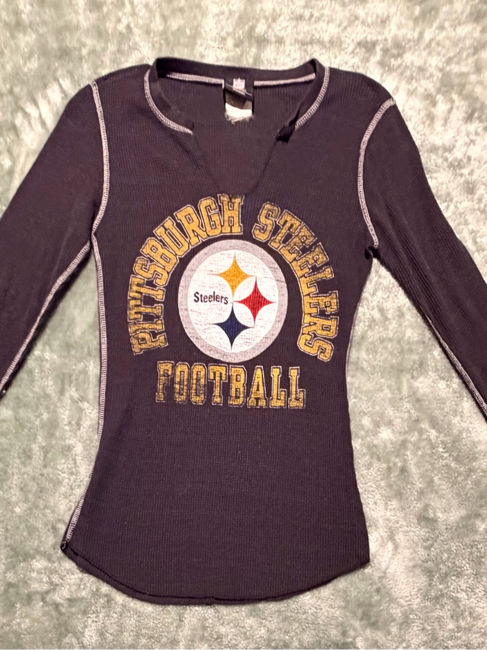 NFL Pittsburgh Steelers Waffle Knit Thermal Shirt Women’s Small